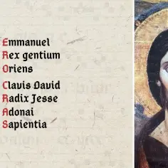 Antyfona na dziś: Emmanuel, Rex gentium, Oriens, Clavis David, Radix Jesse, Adonai, Sapientia. Obok ikona Chrystusa.