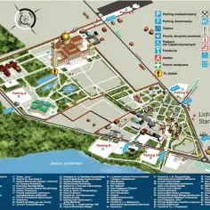 Mapa Sanktuarium w Licheniu, gdzie odbywa się litania do Matki Boskiej Licheńskiej.
