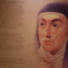 Portret zakonnicy, obok tekst o modlitwie o przyjaźń i Bożej miłości.
