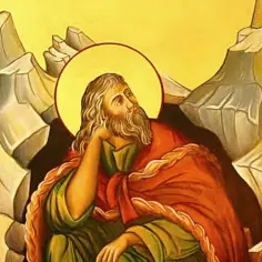 Ikona przedstawia proroka Eliasza w górach, z aureolą. W tej pustynnej scenerii karmiły proroka Eliasza kruki.
