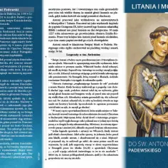 Litania do św. Antoniego Padewskiego. Rzeźba przedstawia świętego z Dzieciątkiem Jezus na ręku.