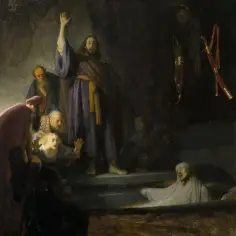 Rembrandt, Syn marnotrawny. Ojciec obejmuje syna, który wrócił do domu. W tle miecz i sztylet.